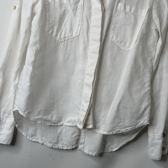 Rachel Zoe 100% Linen Button Up Top S Split Back Coastal Lagenlook Quiet Luxury - Picture 4 of 14